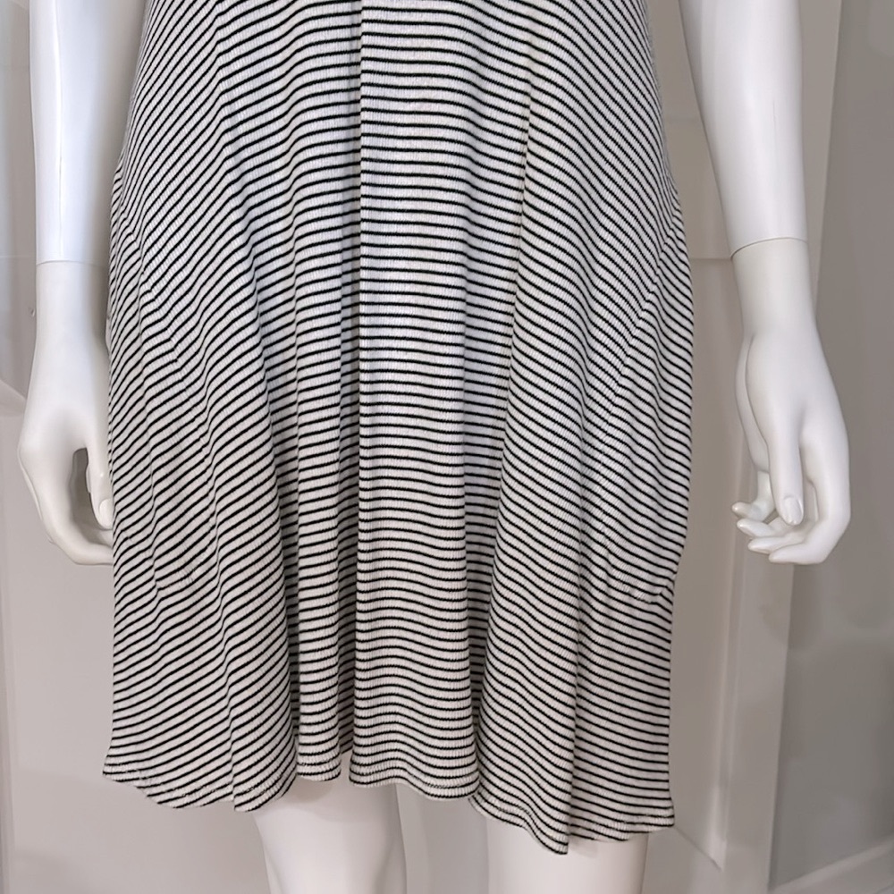 FINAL PRICE! Has Pockets Ribbed Striped Comfy Short Sleeve Scoop Neck Mini Dress - Picture 4 of 6